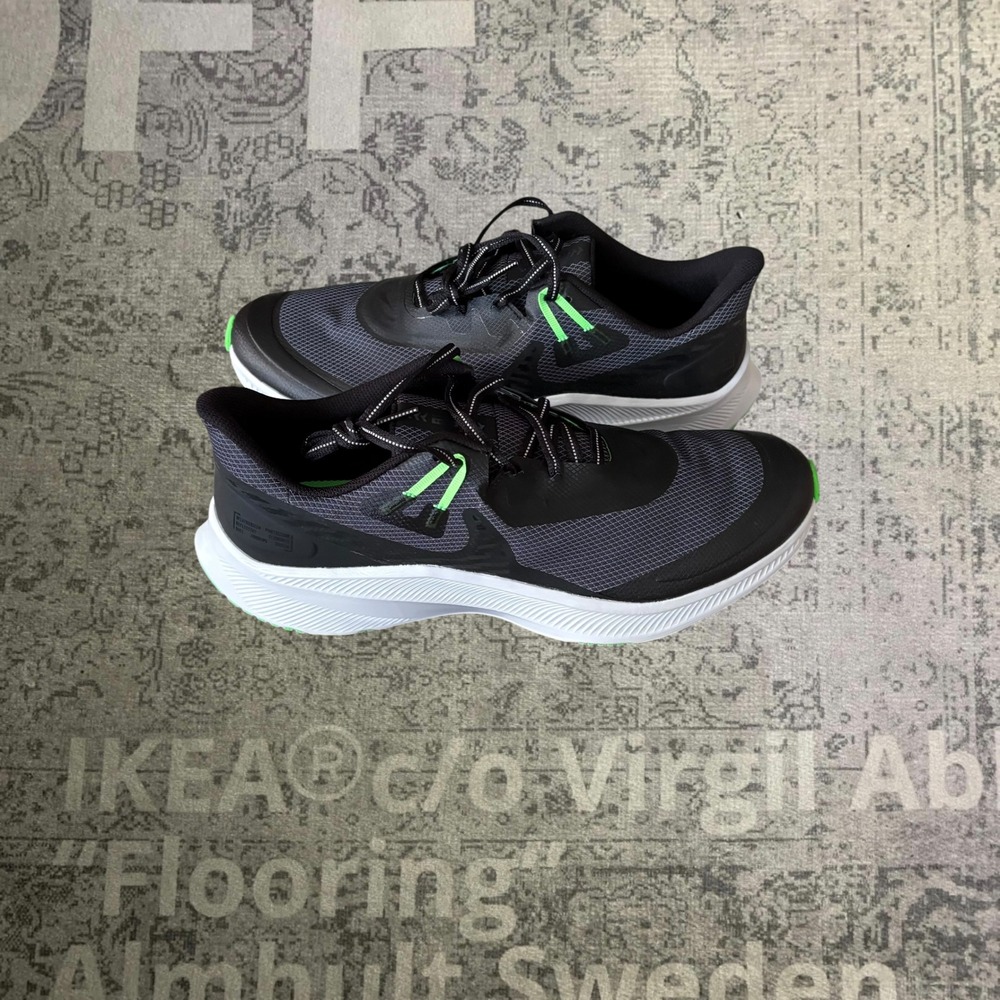 Nike Quest 3 Shield Mens 11.5 Running Shoes Black Obsidian Mist CQ8894-010 Exc